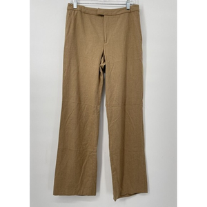 Linda Allard Ellen Tracy Wool Blend Trousers Tan Size 4 Wide Leg Pleated Front‎